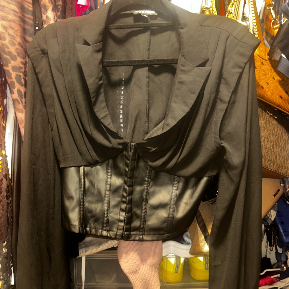 Fashion Nova Black Corset Blazer